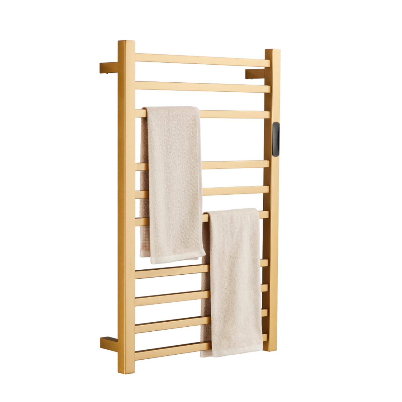 XMGJ Electric Towel Warmer, Stainless Steel Towel Warmer Rack for Bathroom -10 Bars Wall Mounted Towel Heater with Intelligent Touch Screen Timer, Hardwired