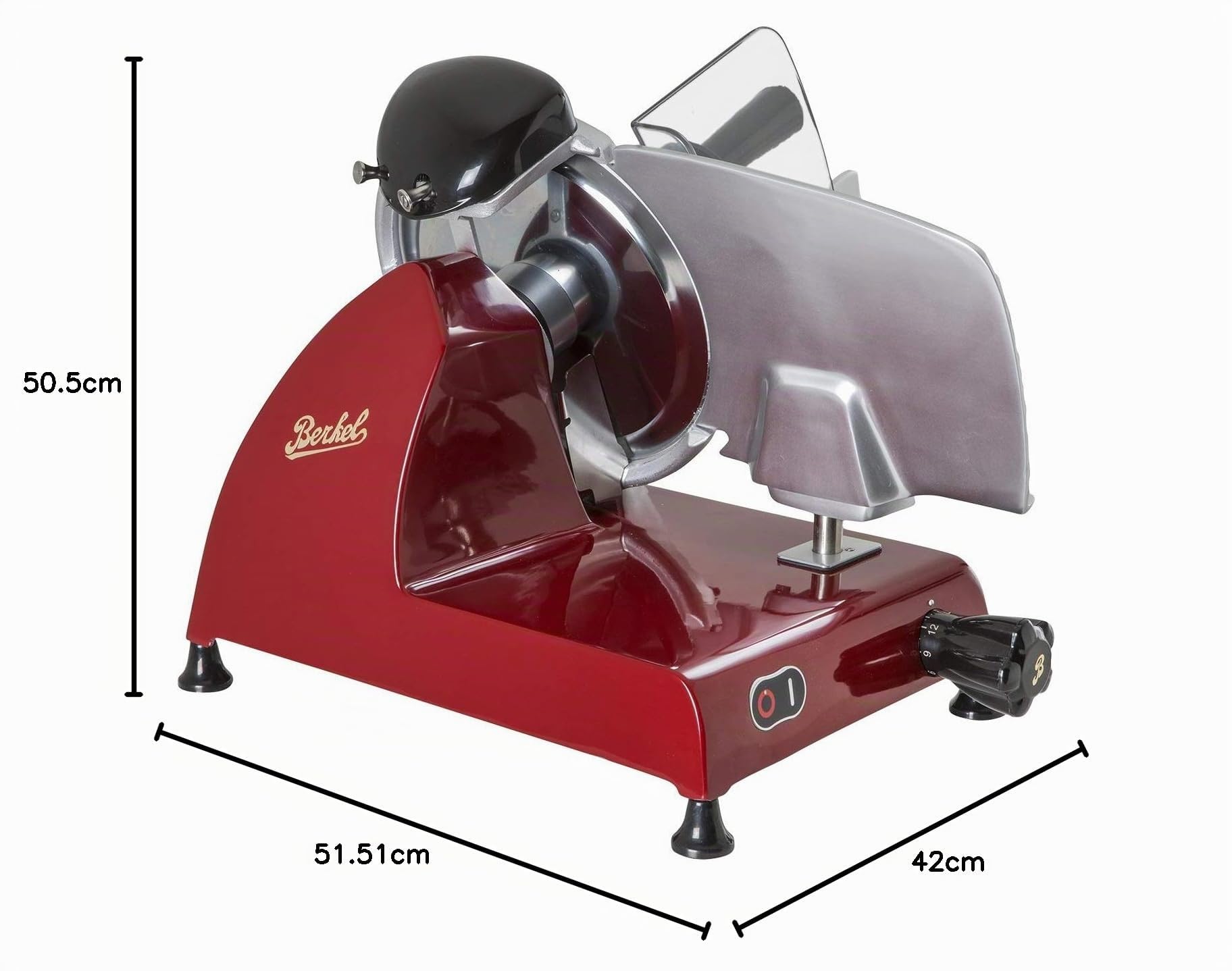 BERKEL - Affettatrice Red line 250 + Tagliere in frassino e acciaio inox (Rosso)