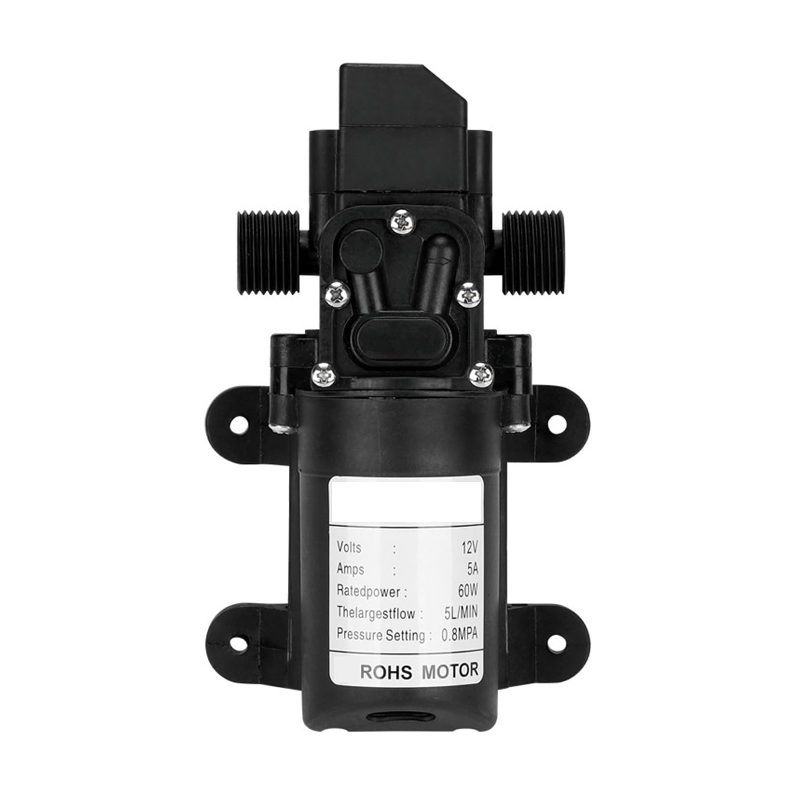 Cczrd Black Small Safe Self Priming Pumps Automatic Flow Switch Diaphragm Water Pump High Pressure Dc12v 70W 130Psi 6L/Min Smooth Operation Flow Steady Reliable(Black)