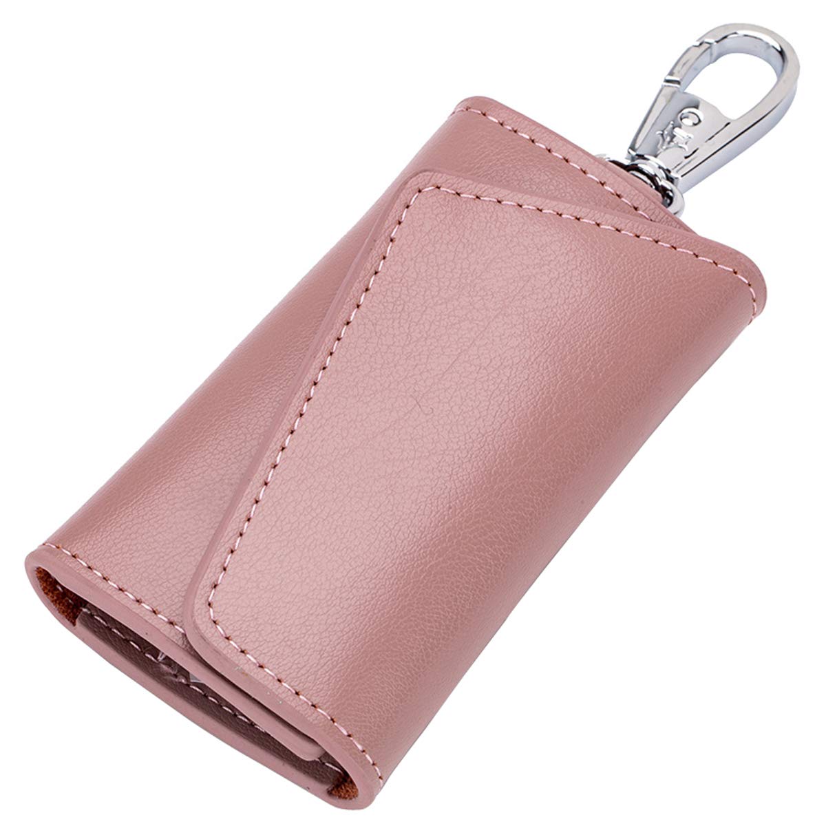 AILEDER 열쇠 지갑 유니 키 홀더 케이스 가죽 열쇠 고리 지갑 후크 6개 및 자동차 열쇠 고리 홀더 1개(라이트  핑크)-Freehip.co.kr