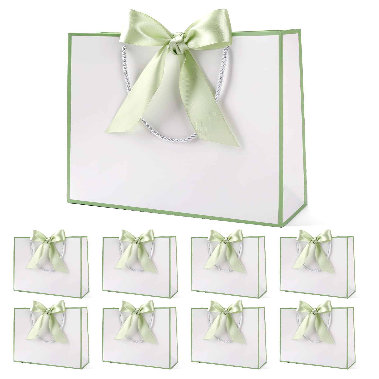 STARVAST Geschenktüten Mit Schleife – 24 Stück, Weiß, 32x25x10 Cm, Für Geburtstag, Hochzeit & Weihnachten