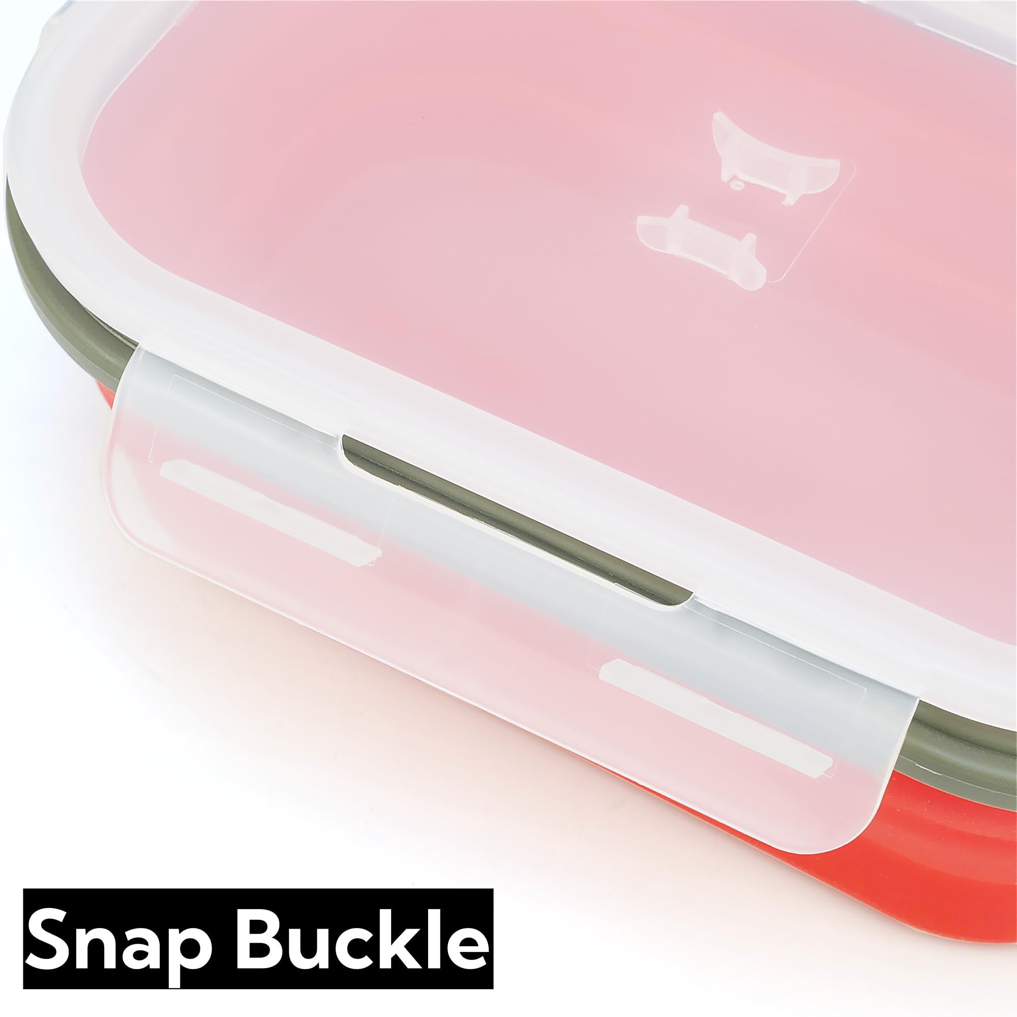 Boîte à déjeuner Bento pliable de 1 000 ml – Récipient alimentaire pliable en silicone avec cuillère 2 en 1 cuillère-fourchette et couvercle hermétique, passe au micro-ondes, rouge