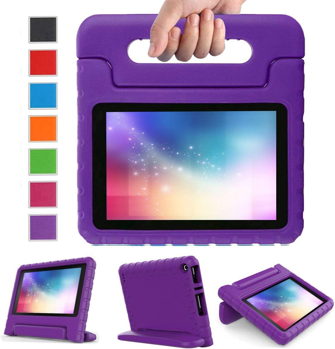 Kids Case for Fire 7 Tablet (7th Generation, 2017 Release), LTROP EVA Super Protective Fire 7 Case for Kids, Anti-Slip Light Weight Shock-Proof 2017 New Fire 7 Tablet Case – Purple