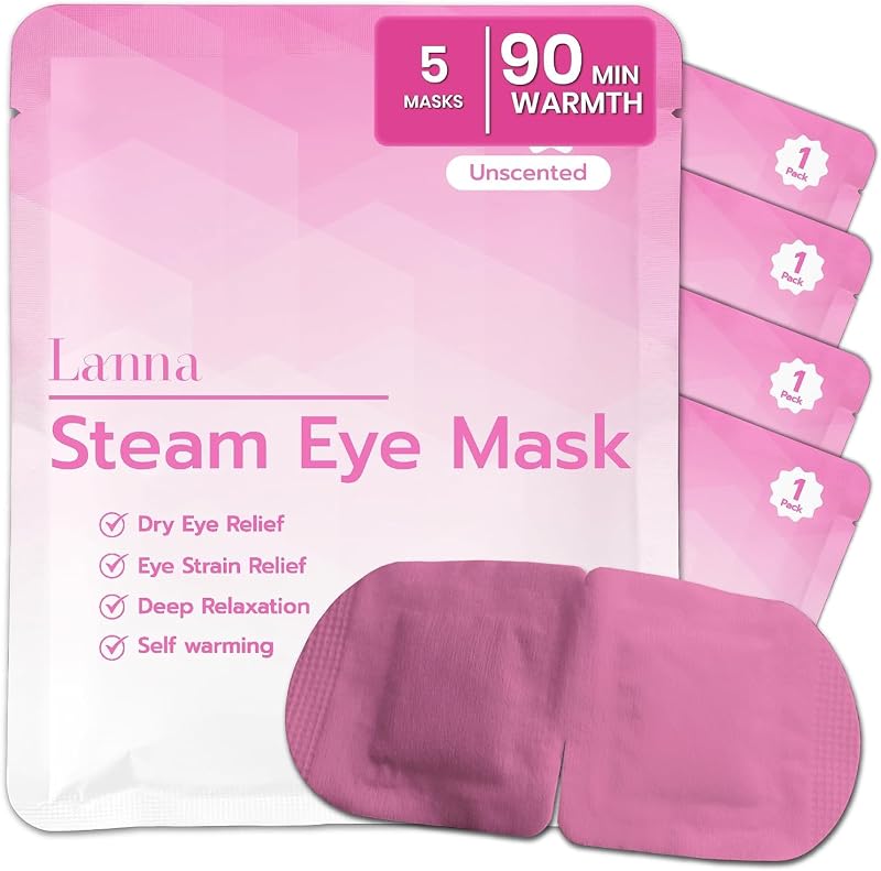 Máscara térmica para os olhos LANNA, rosa, sem fragrância, descartável, pacote com 5