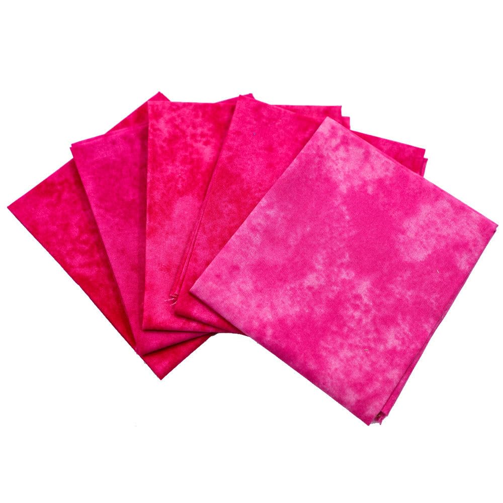 CraftsFabrics Abstract Blender Printed Fat Quarters Bundle of 5 Fabrics (45cm x 55cm). 100% Cotton. (Pink)