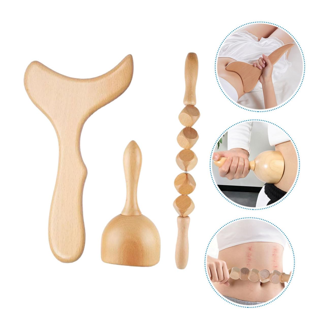 Abaodam Massaggiatore Per Corpo in Legno 11.8" Bastone Manuale Per Massaggio Muscolare e Anticellulite Uso Domestico Per Relax e Sollievo Da Tensione