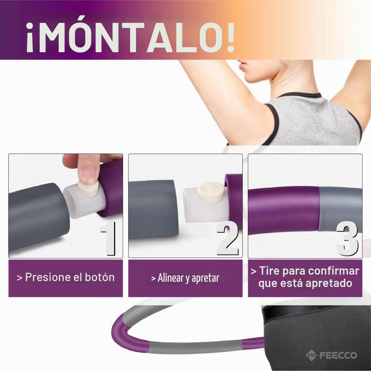 FEECCO Hula Hoop para Adultos - aro Hula Hoop para Adelgazar - Opciones de Peso de 1 a 2,3 kg