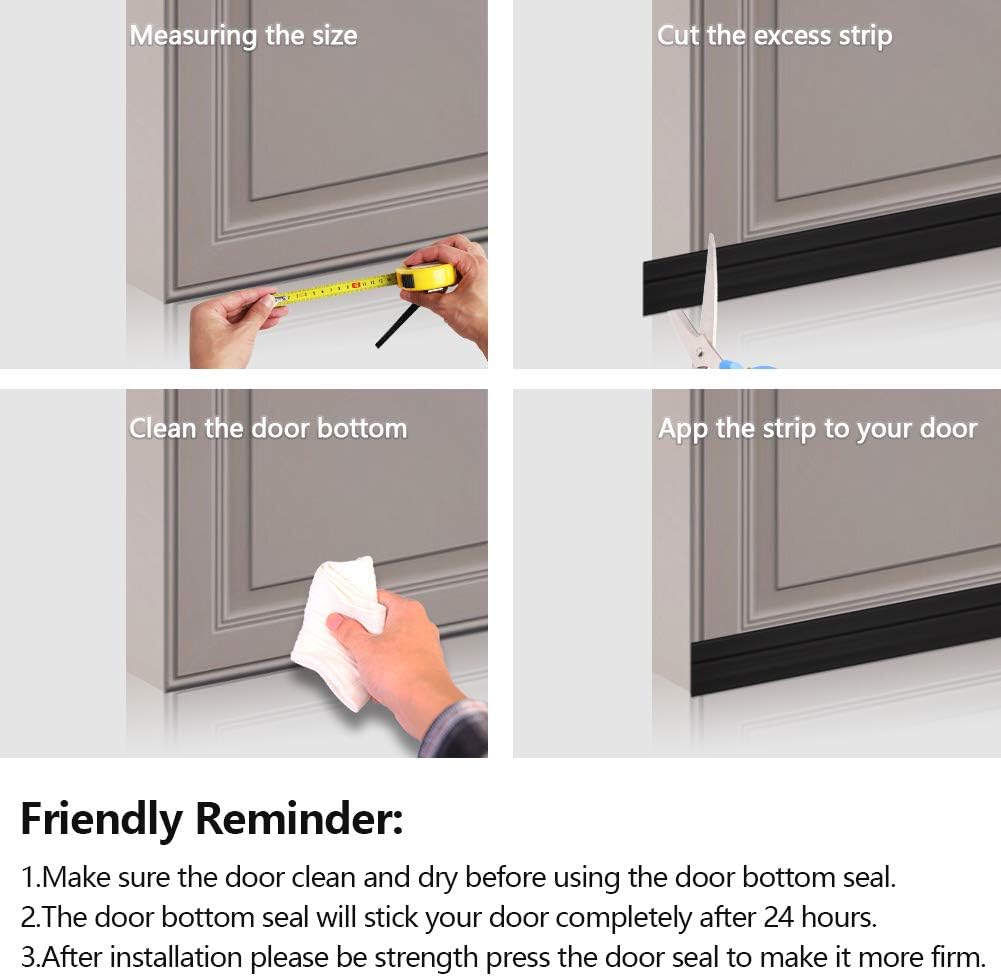 Door Draft Stopper 2 Pack Under Door Seal for Exterior/Interior Doors, Door Sweep Strip Under Door Draft Blocker, Soundproof Door Bottom Weather Stripping, 2" W x 39" L