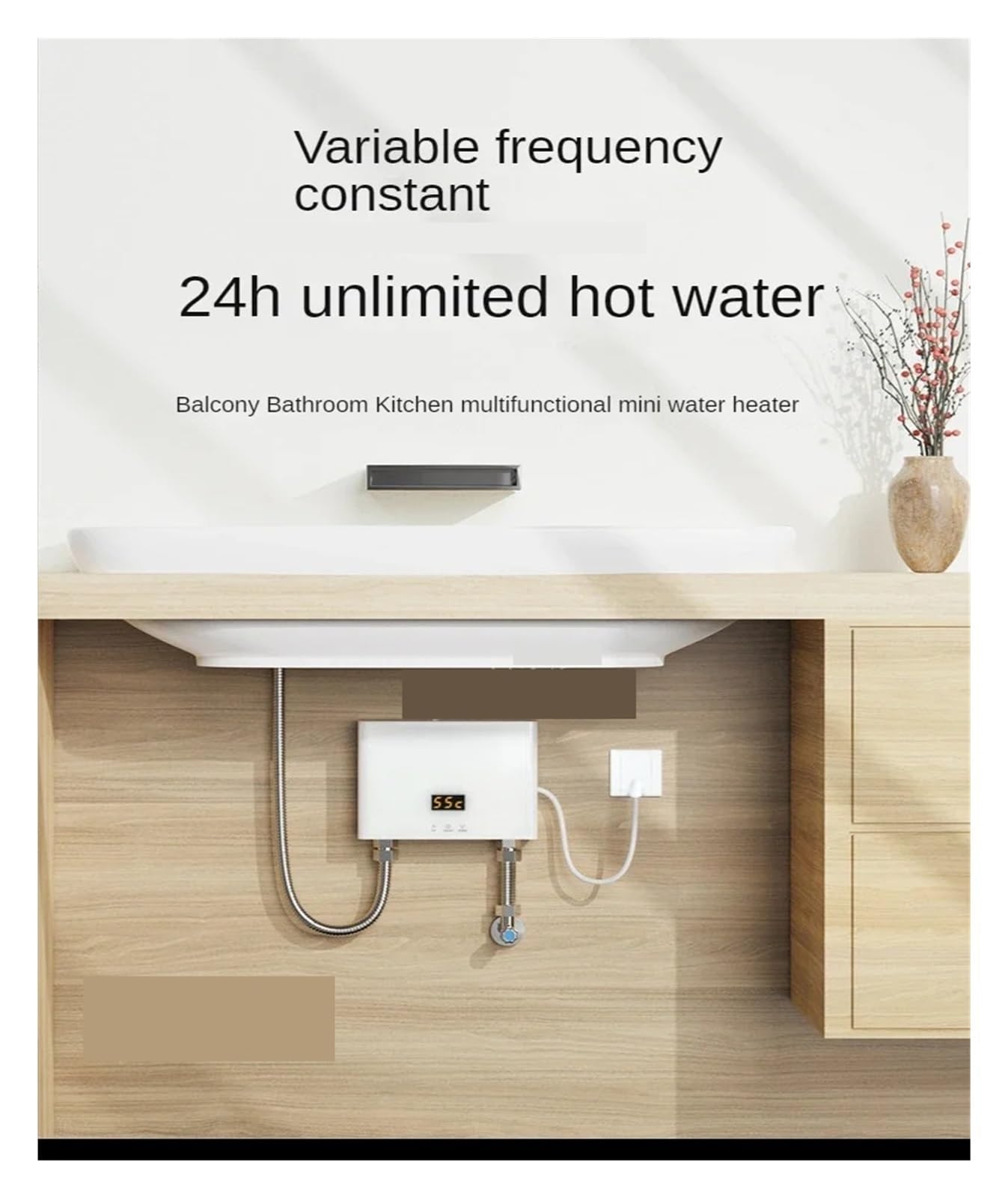 Calentador De Agua Eléctrico Instantáneo Sin Tanque, Con Panel Táctil, Control Remoto, Accesorio For Cocina Y Baño Fácil de usar(Nero,110 4000W)