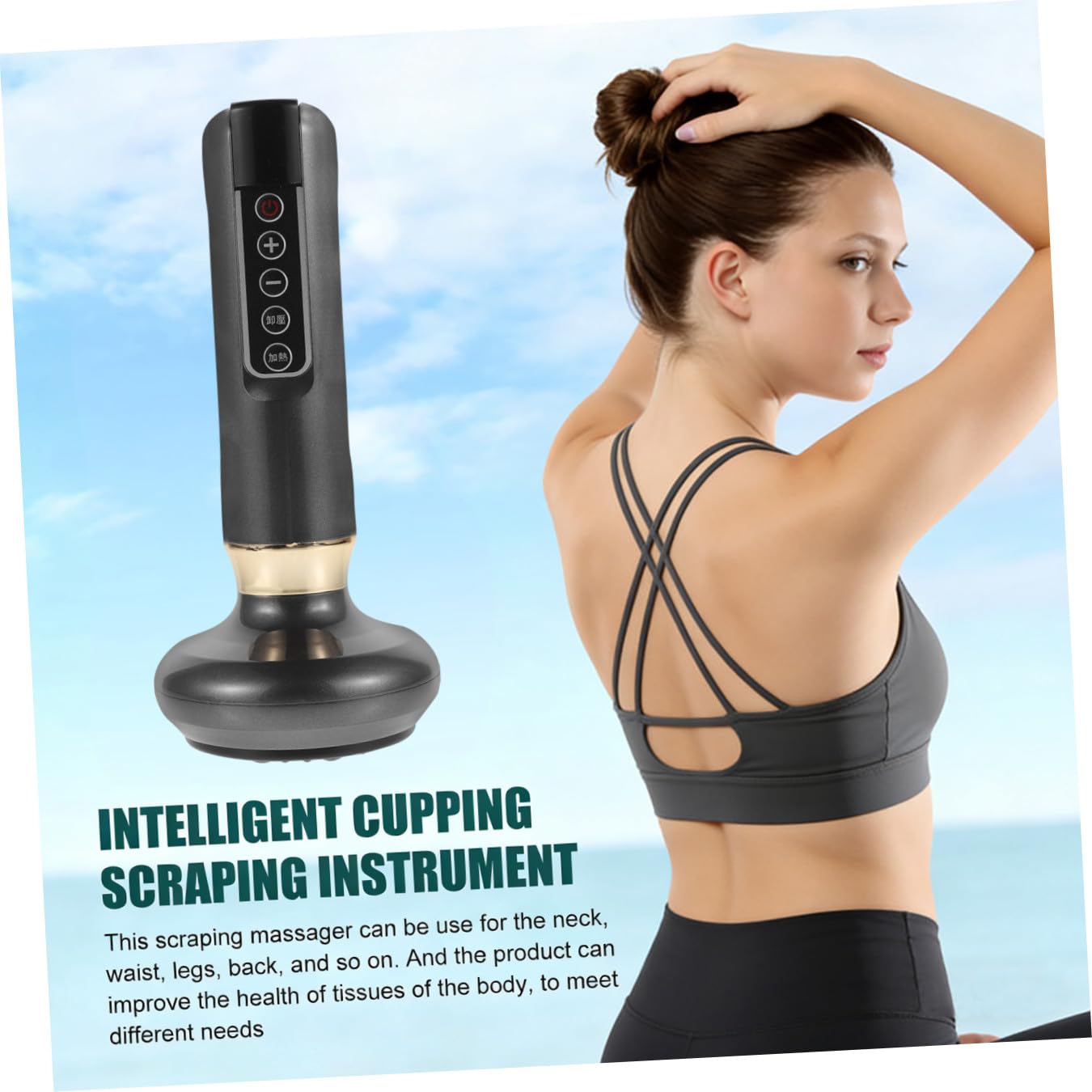 Healeved Dispositivo de Raspado Eléctrico para Masaje Corporal Ventosas, Estructura sin Llama y Succión Constante, Material Abs Cuello y Cintura