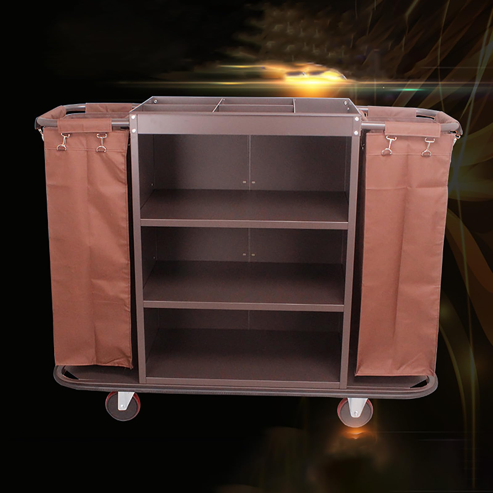 Carrello Industriale ad Alta capacità per Pulizie, con Ruote, Ideale per scuole, Negozi, Settore alberghiero e ristoranti, Colore Marrone.