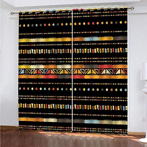 GJKNFH Rideau Occultant Thermiques Isolant Lot De 2 Rideau Imprimé Motif Ethnique créatif Rideau de Fenêtre 132x242CM Rideaux pour Maison Salon Bureau Chambre Décoration