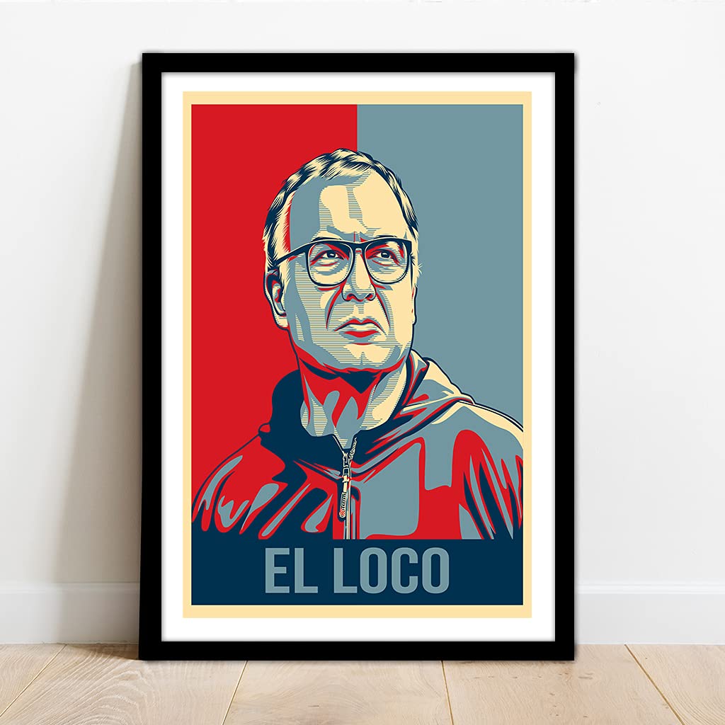 The Football Print Room Black Leeds United - Marcelo Bielsa - Framed Football Art Print