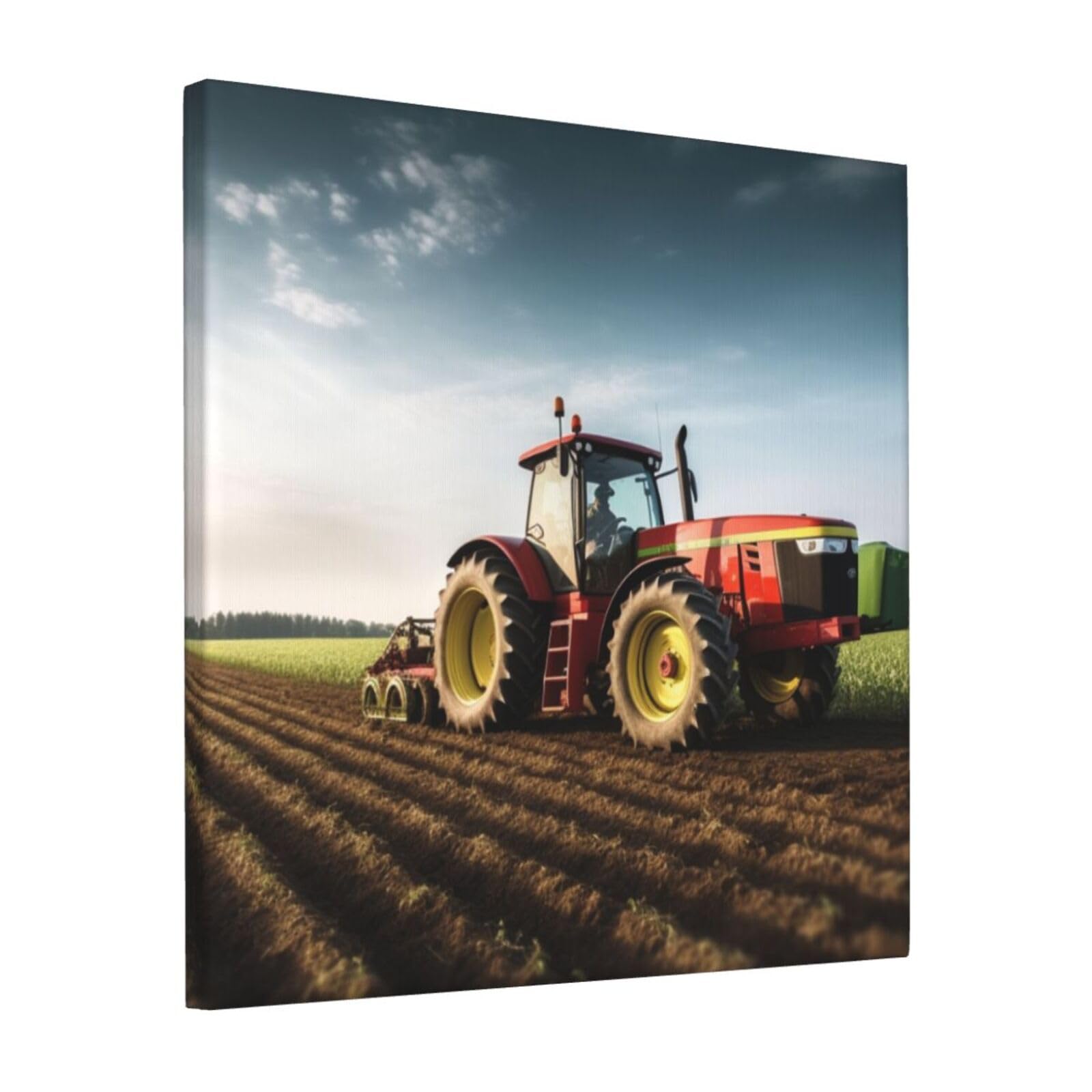 KLOPH Tractor farm Canvas Wall Art for Living Room 12"x12" Modern Artwork Painting for Bathroom Hanging Canvas Prints Aesthetic Wallart for Bedroom Kitchen Office Wall Decor