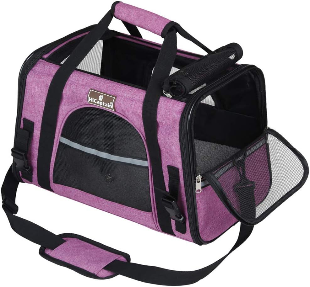 HiCaptain Soft Side Pet Carrier with Removable Fleece Mat