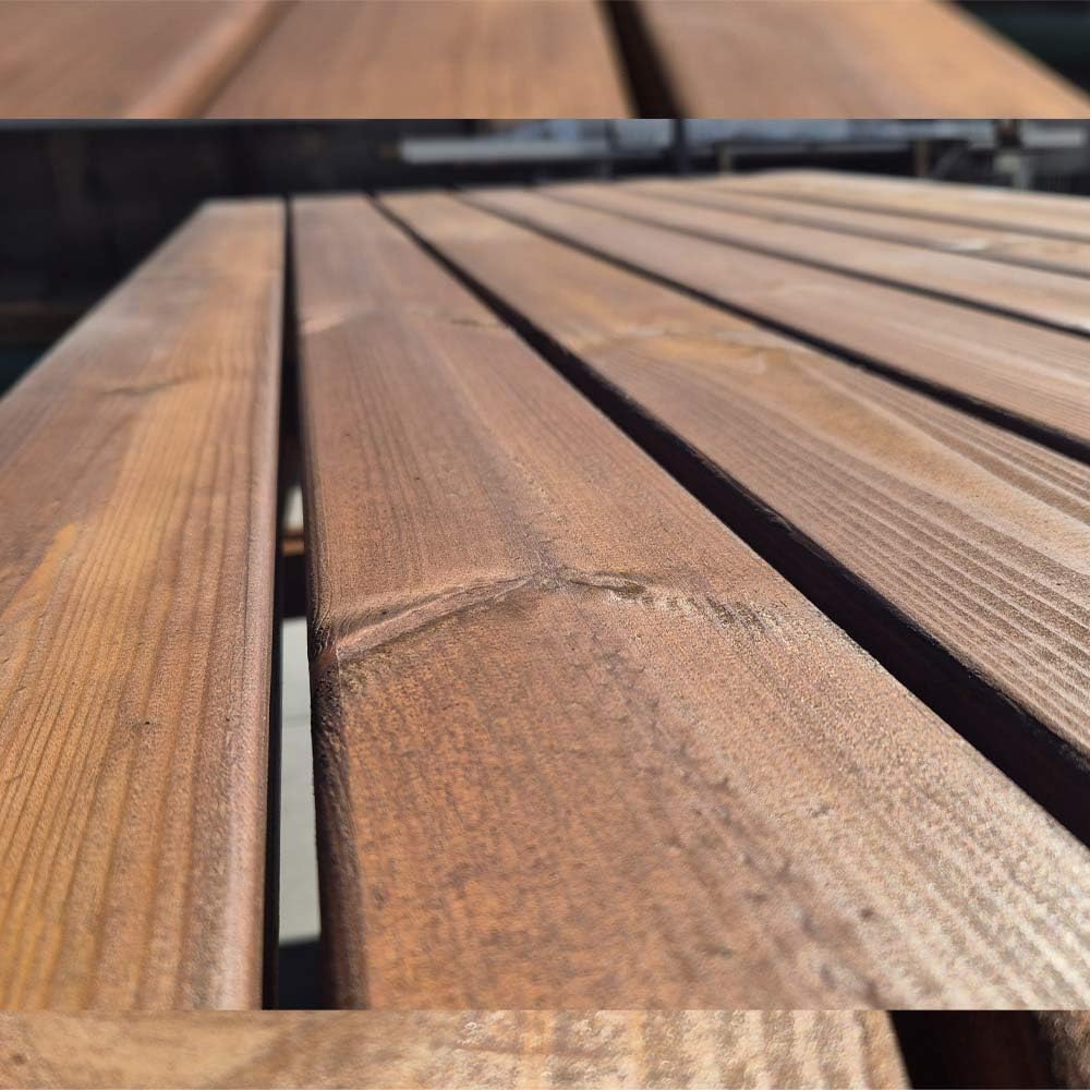 SUNWOOD Tavolo da Picnic in Legno con Panche Integrate 180 x 165 cm, 6 posti, in Pino Massello, Made in Italy