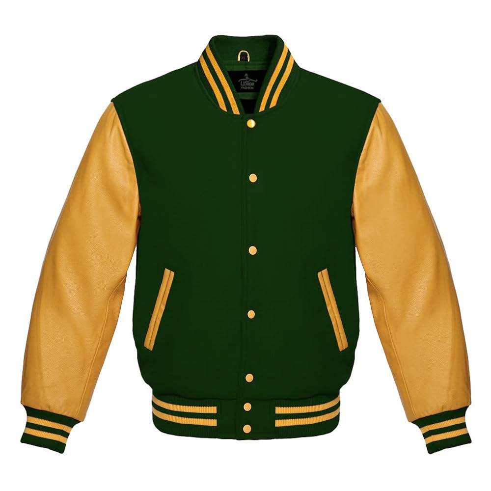 Men's Varsity Baseball Letterman Bomber Jacket Premium Wool