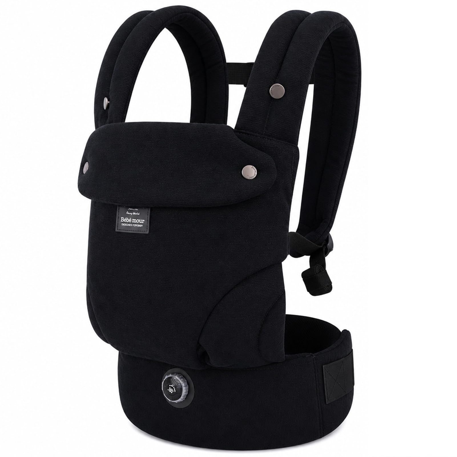 Bebamour Babytrage für 3,6–14,9 kg, ergonomisch, komfortabel, Baumwolle, für vorne und hinten, schwarz