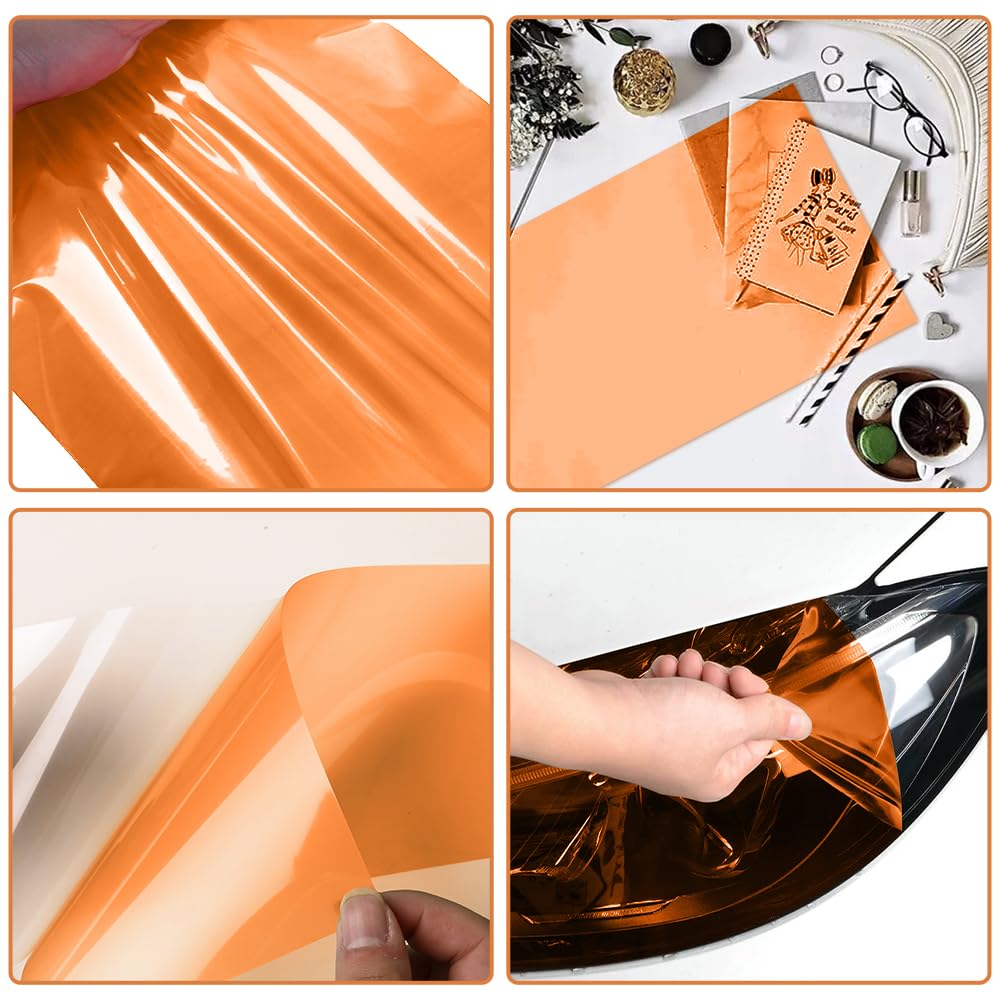 Pellicola Per Fari Auto Arancione 30x120 Cm: Pellicola Adesiva In PVC Per Luci Posteriori E Frecce