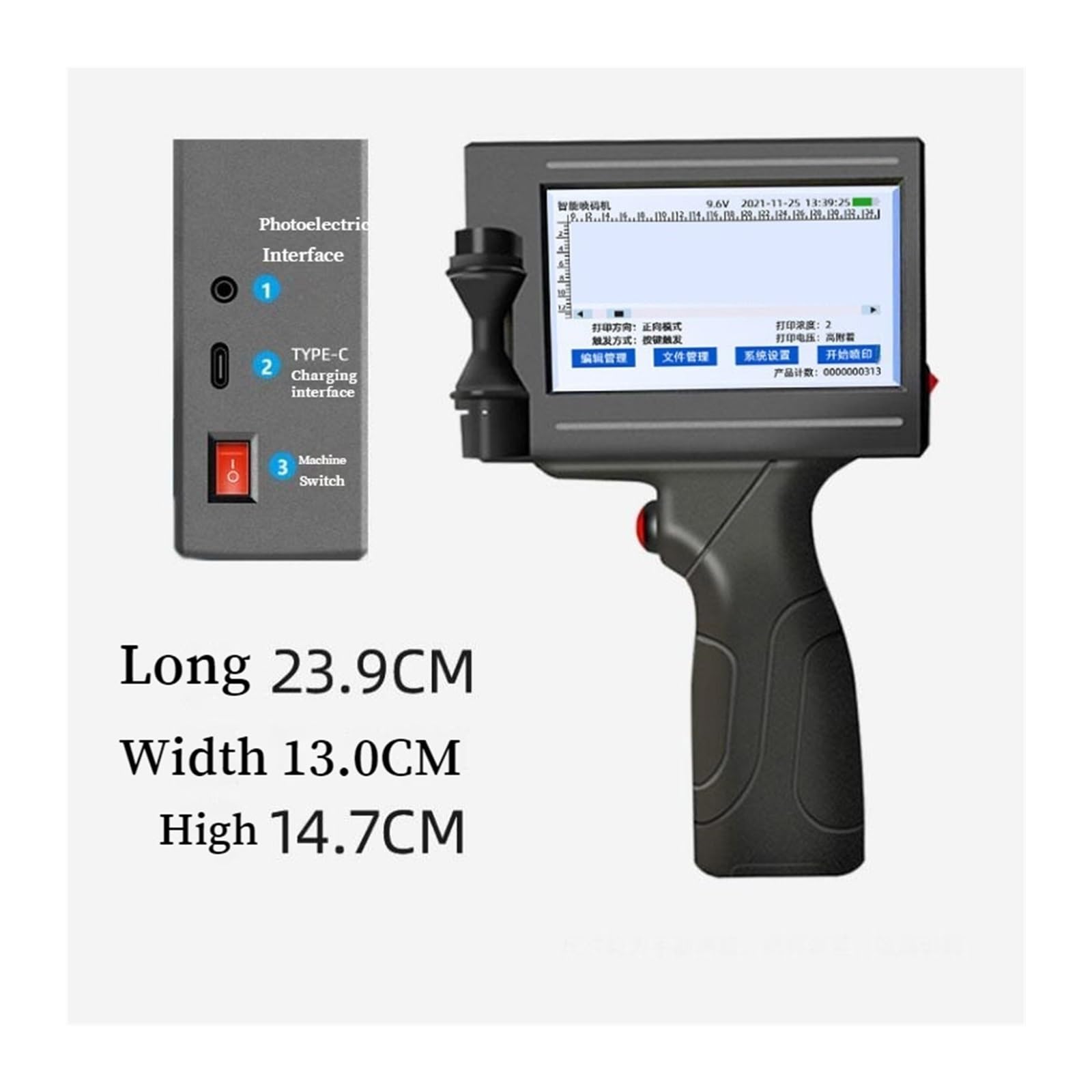 Handtintenstrahldrucker, Intelligenter Handheld-Tintenstrahldrucker, kleine automatische Codiermaschine, Fließband, Etiketten, Verpackungsbeutel, QR-Code, Barcode, Logo-Drucker(1pcs)