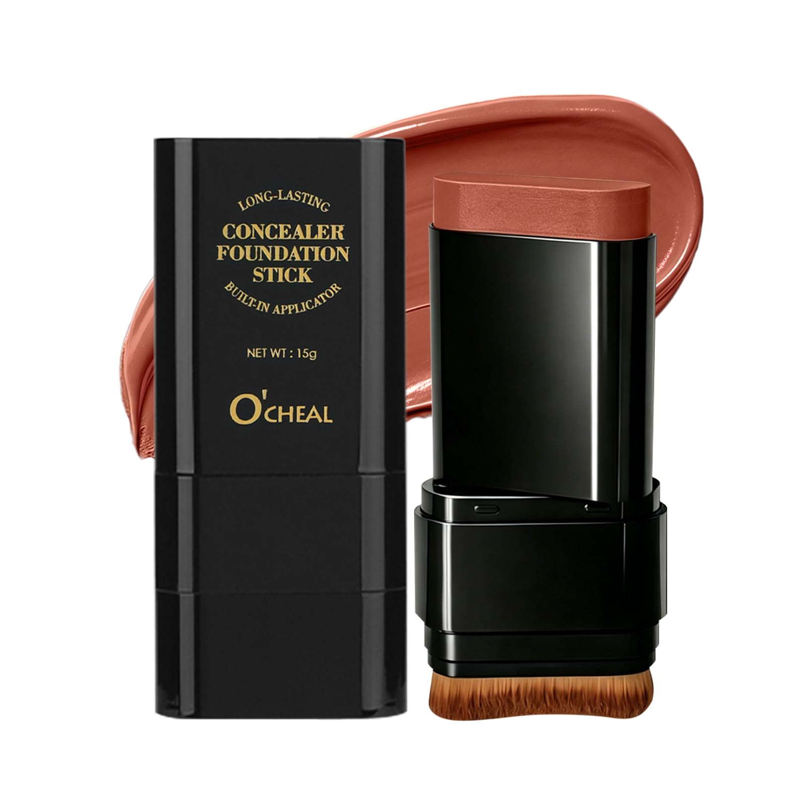 O'CHEAL Concealer Foundation Stick with Brush, Full Coverage Makeup 06# 06#CHOCOLATE COLOR