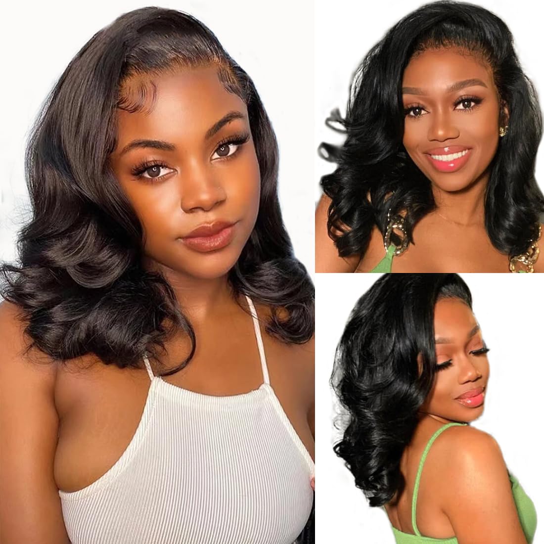 Body Wave Lace Front Wigs Human Hair Glueless Short Wavy Bob Wigs Human Hair Pre Plucked With Baby Hair 13x4 HD Transparent Loose Wave Wigs For Women Human Hair Natural Color 150% Density (10 Inch)