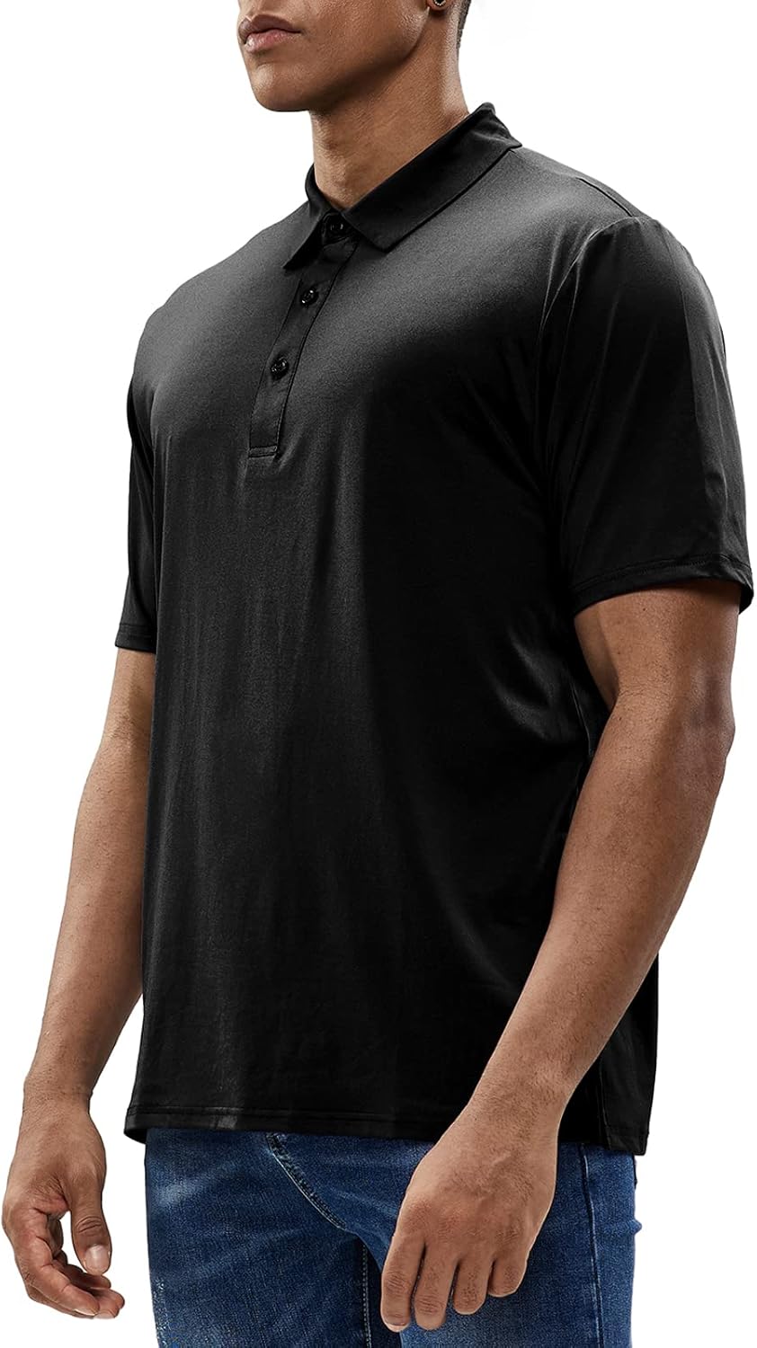 MIER Men's Golf Polo Shirt Short Sleeve Sun Protection Outdoor Sport Shirts Quick Dry, Lightweight & Soft at  Men’s Clothing store