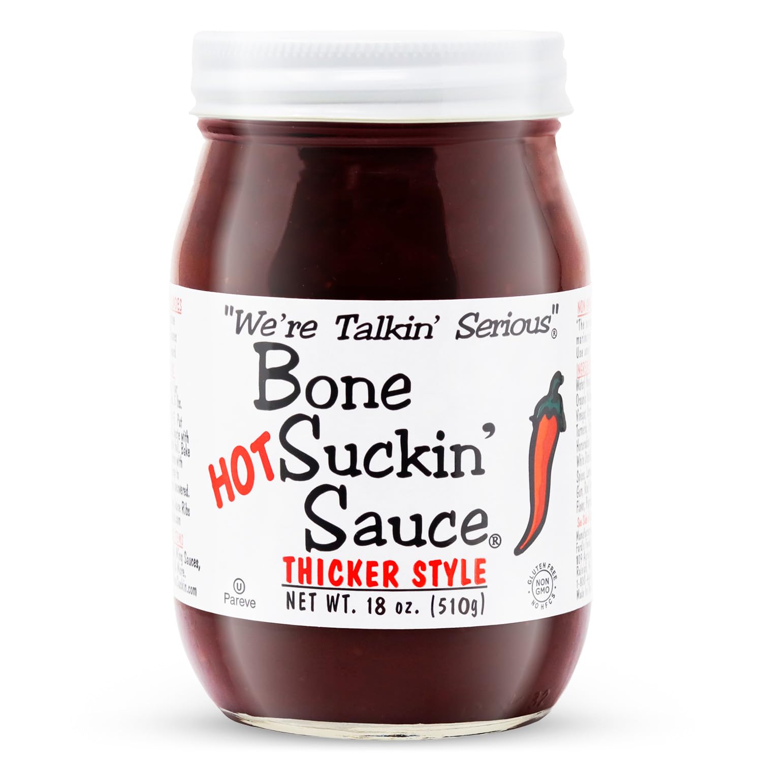 Bone Suckin Gourmet Foods BBQ Sauce, Thicker Hot, 16 Ounce