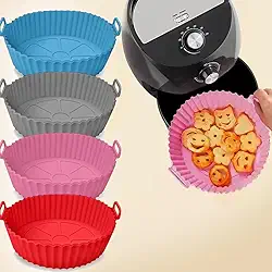 Kit 2 Formas de Silicone para Air Fryer Antiaderente, Reutilizável, Livre de BPA, Alta Temperatura, Forno e Micro-ondas, Fácil de Limpar - Cores Sortidas