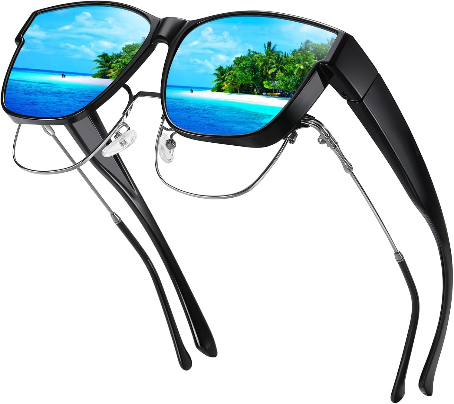 Kelinln Over Glass Sunglasses for Men Women,Lightweight Square Polarized Sunglasses Wear Over Glasses,UV Protection