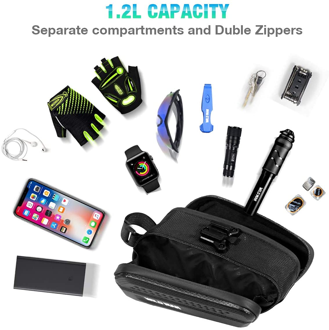 Bicicleta Sillín Bolsa de montar 1,2L Bolsa de asiento de ciclismo a prueba de agua Paquete de cuña PU Bolsa de almacenamiento de PU, gran capacidad for mini llaves de bomba Snacks Teléfonos MTB Carre