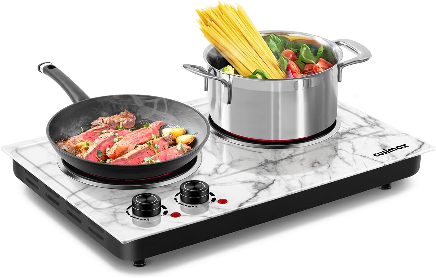 Cusimax Hot Plate,1800W Countertop Double Burner,Portable Electric Hot