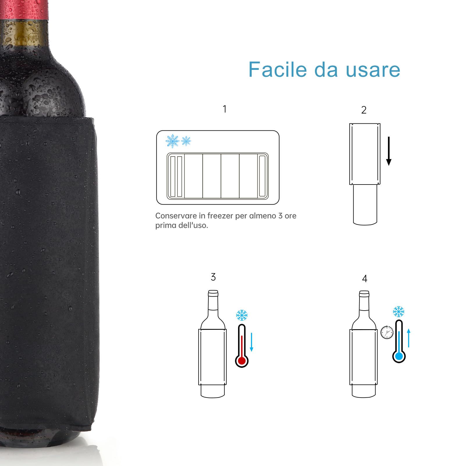 Refrigeratore per Bottiglie di Vino e Prosecco, Glacette per Bottiglie, Borsa Termica Portatile per Vino, Isolamento Termico Duraturo, Pack di 2