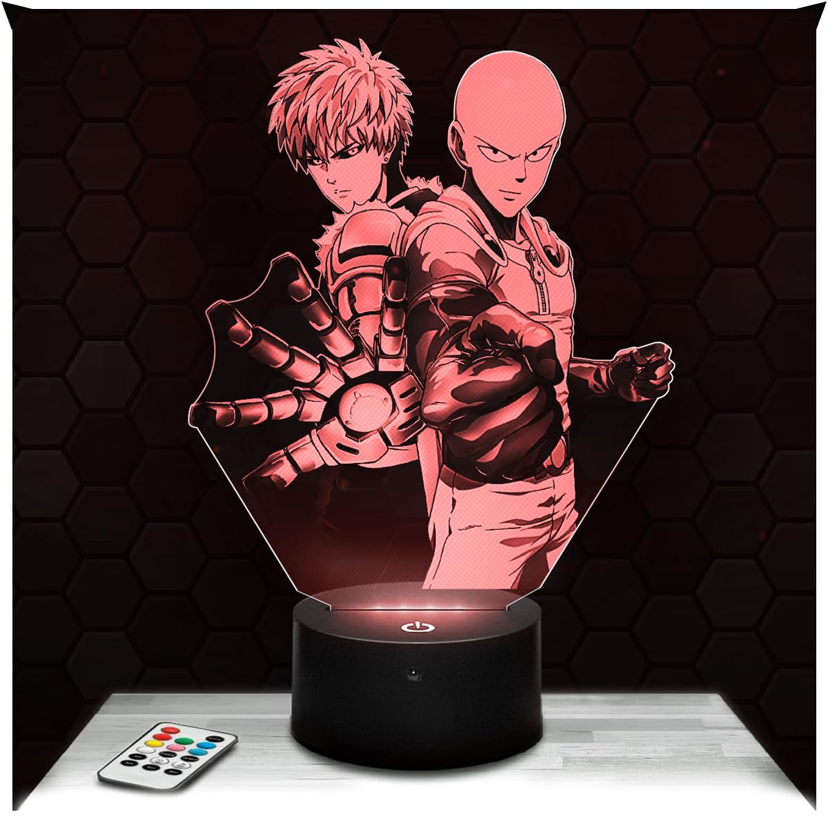 Lampephoto.fr - Genos Saitama 3D Lamp Manga Night Light 3D LED Illusion, Christmas, Gift idea for Boys and Girls, Night Light for Children's or Adult's Bedroom, Led Bedside Lamp, Gifts Merchandising,