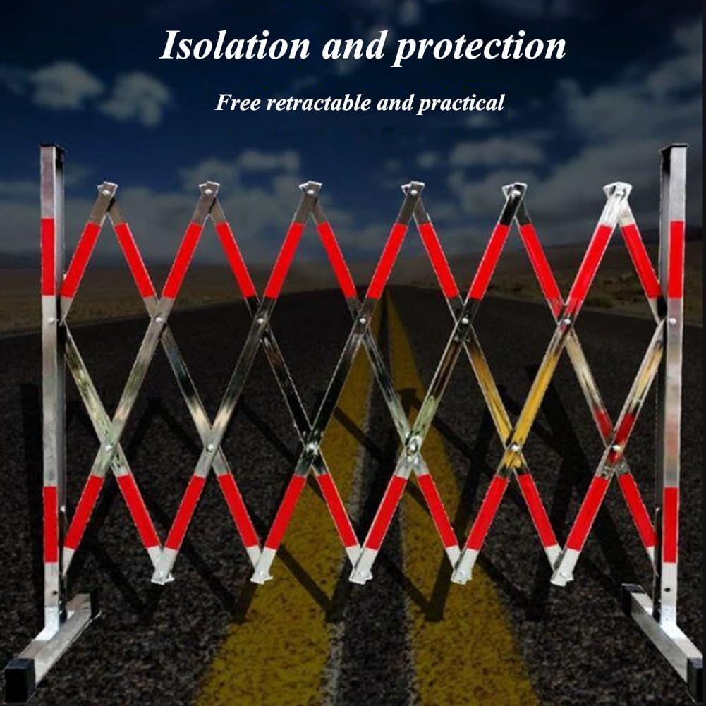 Expandable Metal Barrier - Stainless Steel Mobile Safety Barrier for Traffic Control in Factories Workshops and Schools - Durable Portable and Adjustable Security Solution