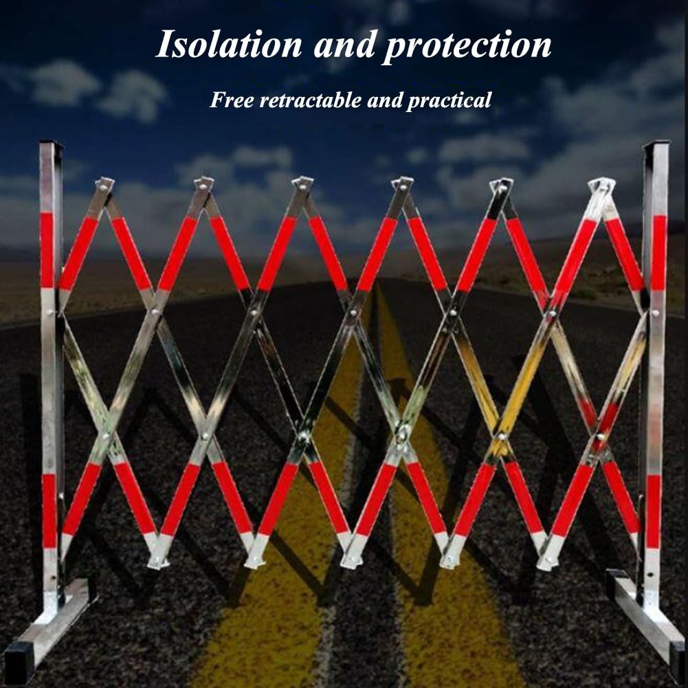 Barrière de sécurité, barrière extensible en acier inoxydable - Barrière de circulation portable, portail de sécurité pliable pour travaux routiers, signalisation et isolement, barrière argentée mob