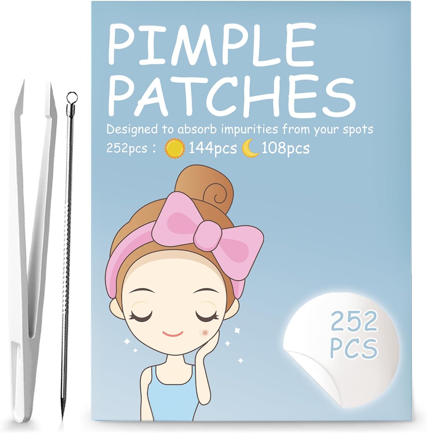 252pcs Day and Night Spot Patches, Translucent Hydrocolloid Spot Stickers for Facial Pimple, Effective Reduce Blemishes and Spots Cover Fit for All Skin Types