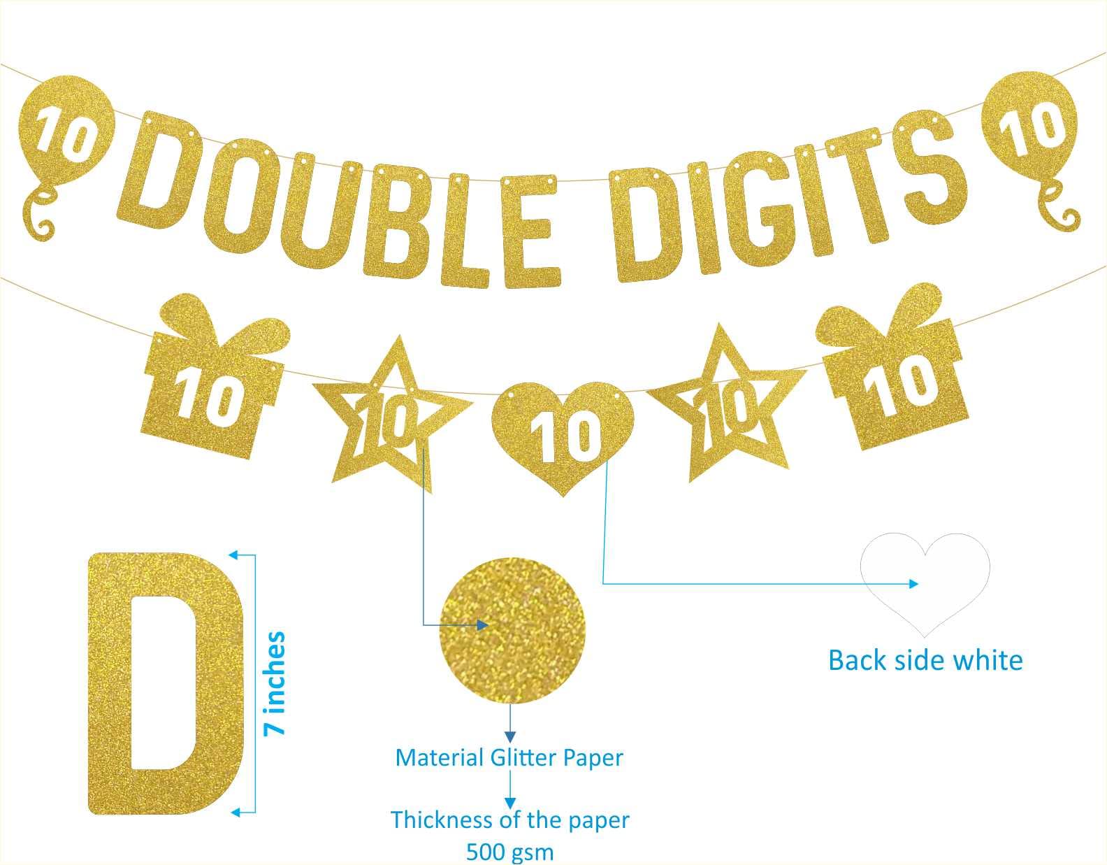 10th Birthday Cake Topper & Banner - Rose Gold -3