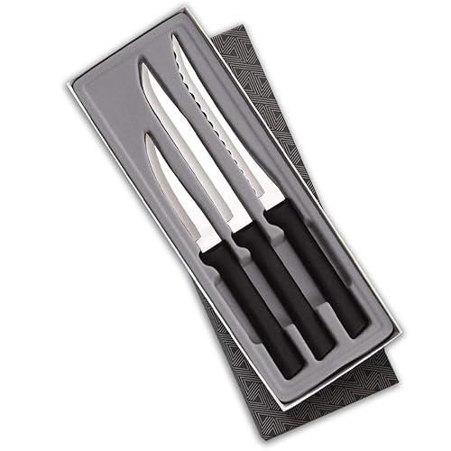 Rada Cutlery Cooking Essentials Knife Starter Gift 3 Piece Set Resin Stainless Steel, 8 7/8 Inches, Black Handle