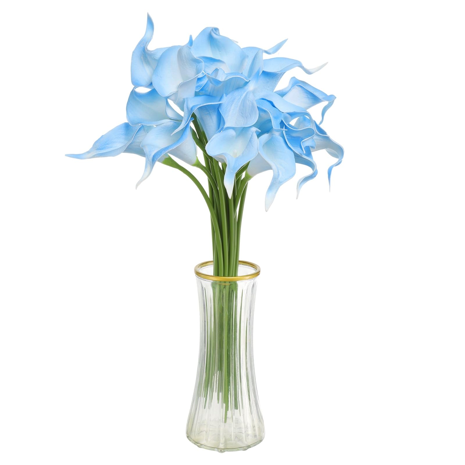 sourcing map 20pcs Artificial Calla Lily Fake Silk Flowers Bouquet Real Touch for Home Garden Wedding Party Decoration, Light Blue