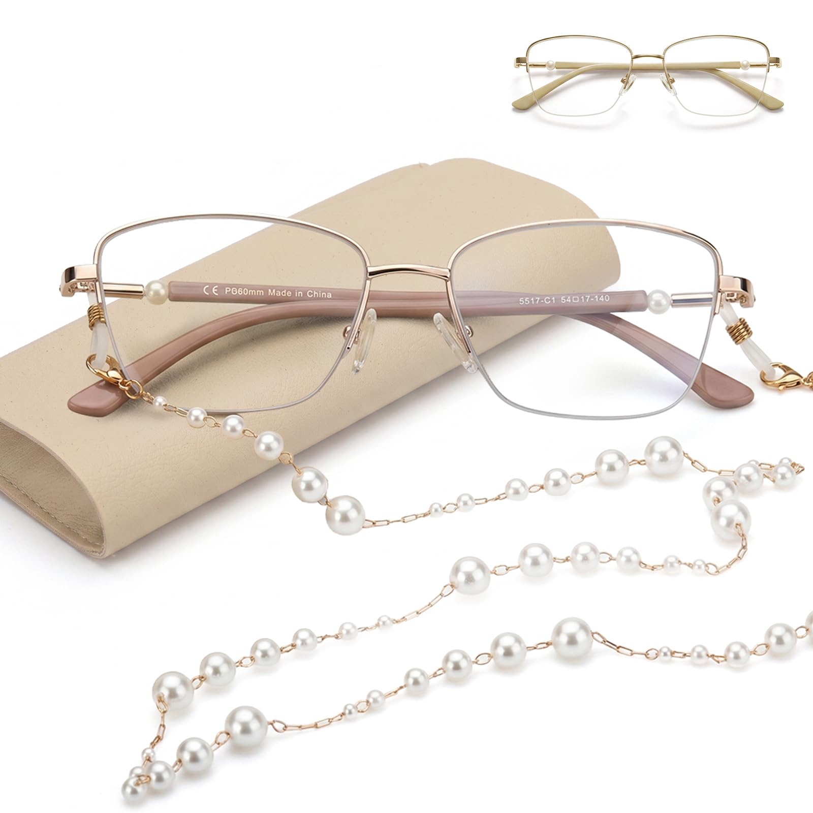 2 Pack Pearl Progressive Multifocal Reading Glasses Women