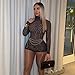 Molilove Womens Cheetah Print Romper Sexy Bodycon Shorts Jumpsuit Long Sleeve Crew Neck One Piece Outfits Y2K Trendy Clothes