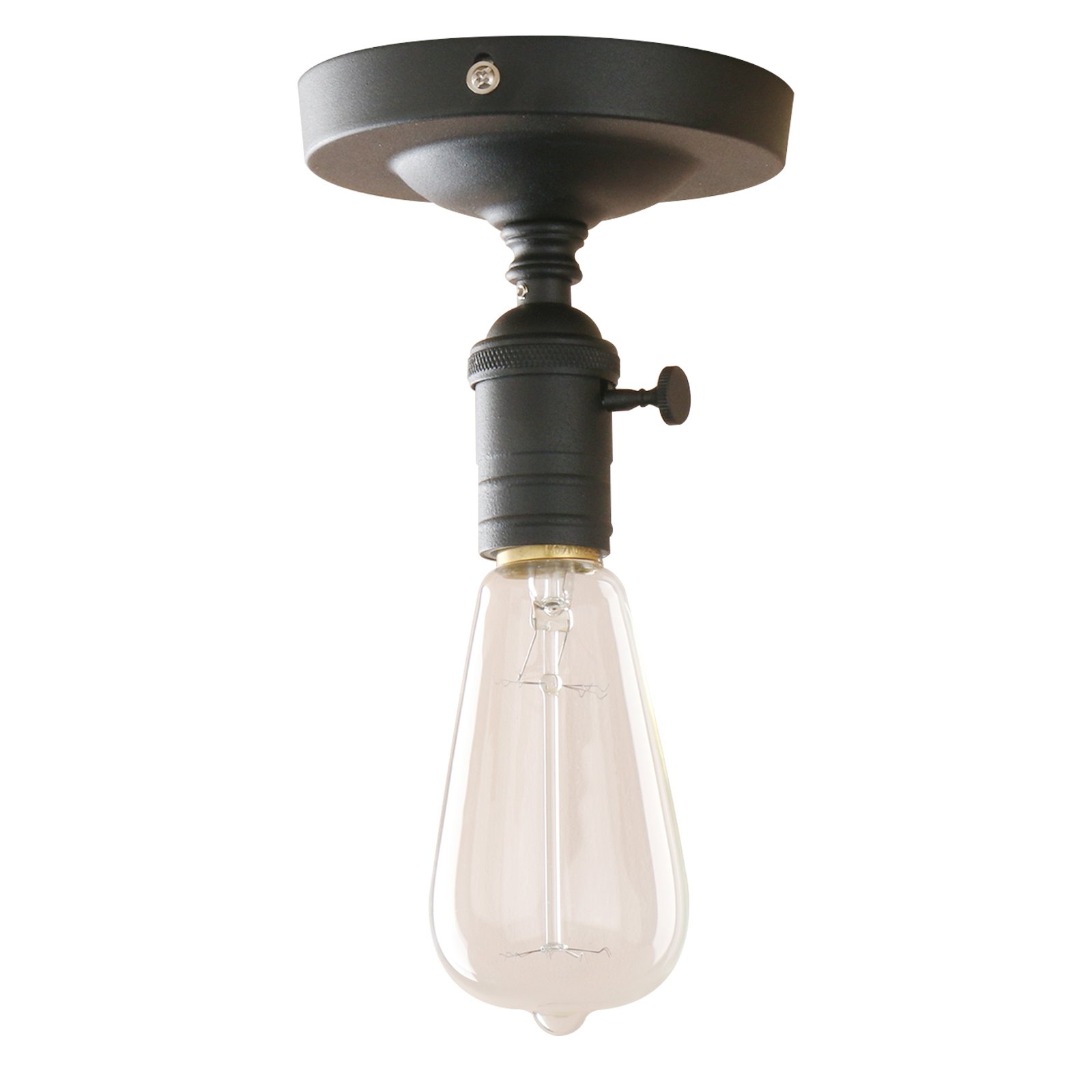 PathsOn Industrial Retro Loft Bar Kitchen Pendant Light Fitting Ceiling Lamp Flush Mount Switch Light Fixture Chandelier Decorative Lighting E27 (Black)