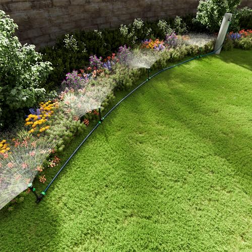 RESTMO-Flexible-Sprinkler-System-Above-Ground-DIY-Irrigation-Kit-Multi-Adjustable-Lawn-Sprinkler-Set-Ideal-for-Plant-and-Flower-Bed-Watering-50ft-Garden-Hose-Included