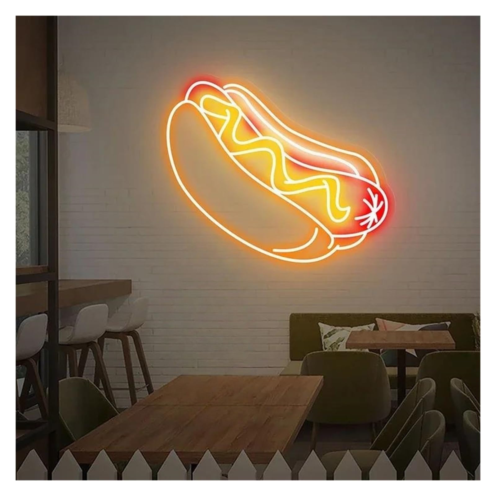 SHOUXI Sign Lamp Hot Dog Neon Signs USB Powered Sausage Neon Lights Suitable for Restaurants Party Decor Commercial Signs(B,50CM)