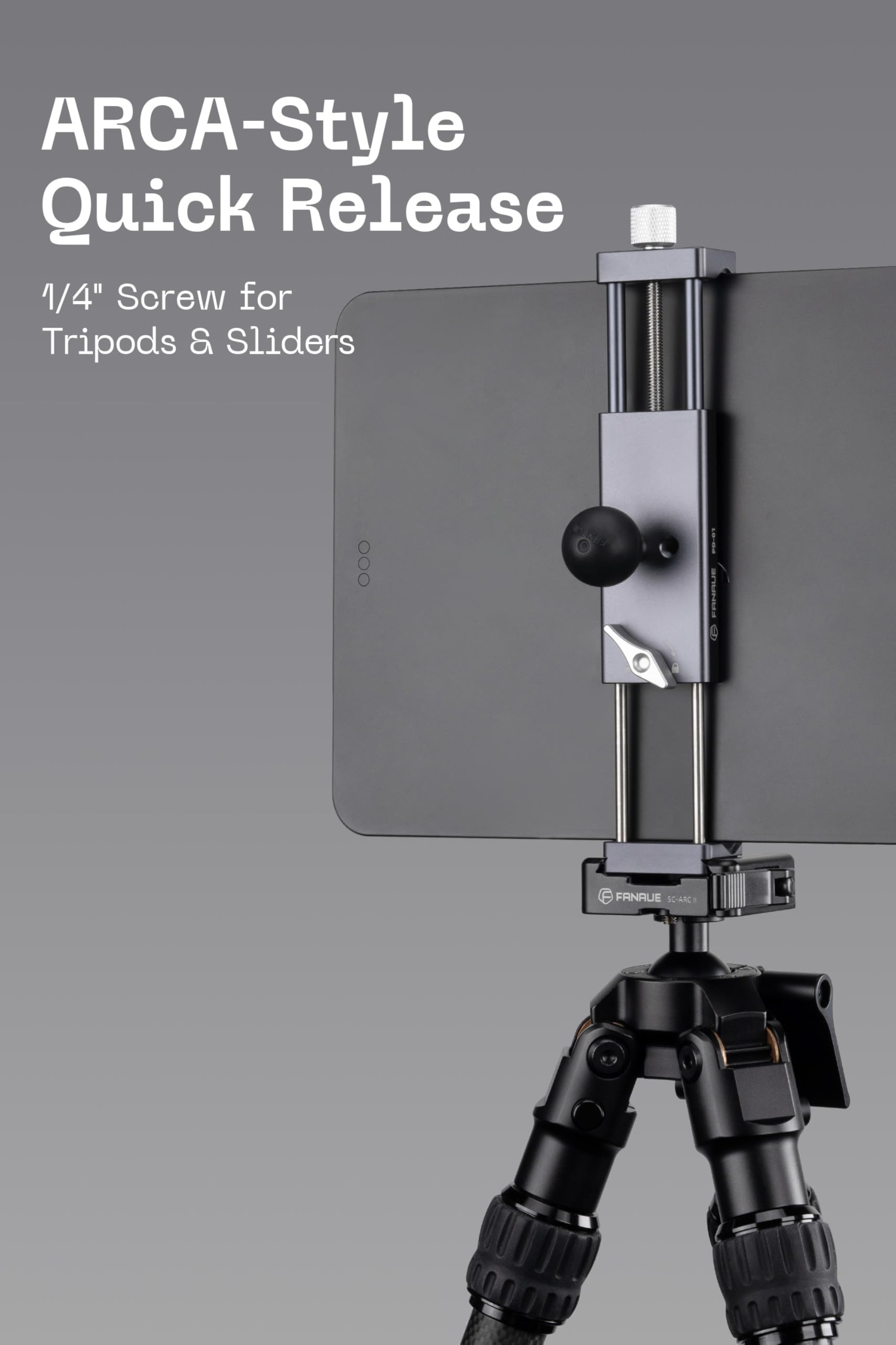 FANAUE Supporto per tablet da auto con testa a sfera, design leggero, supporto girevole a 360 gradi per auto/scrivania/veicoli commerciali, cruscotto, compatibile con tutti i tablet e telefoni
