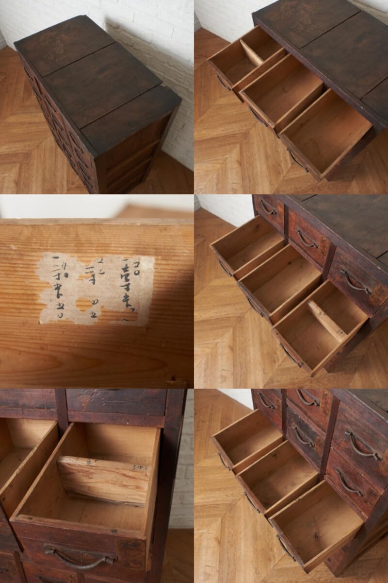 Amazon.co.jp: IZ77674F年代物薬箪笥百味箪笥古い木製民芸家具箪笥店舗