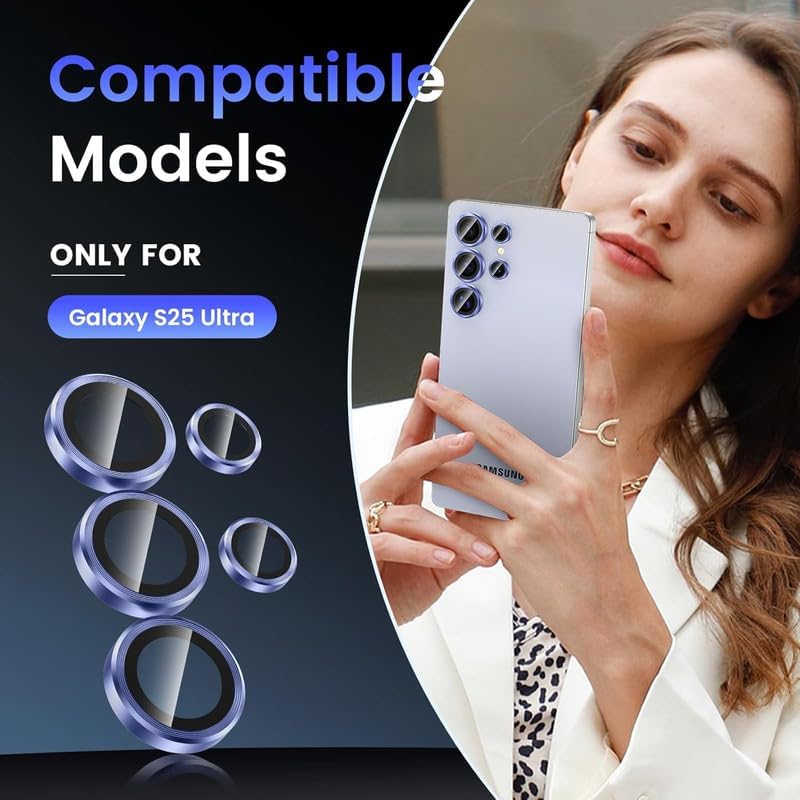 Image of Skinomi Camera Lens Protector Compatible with Samsung Galaxy S24 ultra 5G [Anti-Scratch] Premium Tempered Glass Film Aluminum Alloy Lens Ring Cover- Titanium Blue