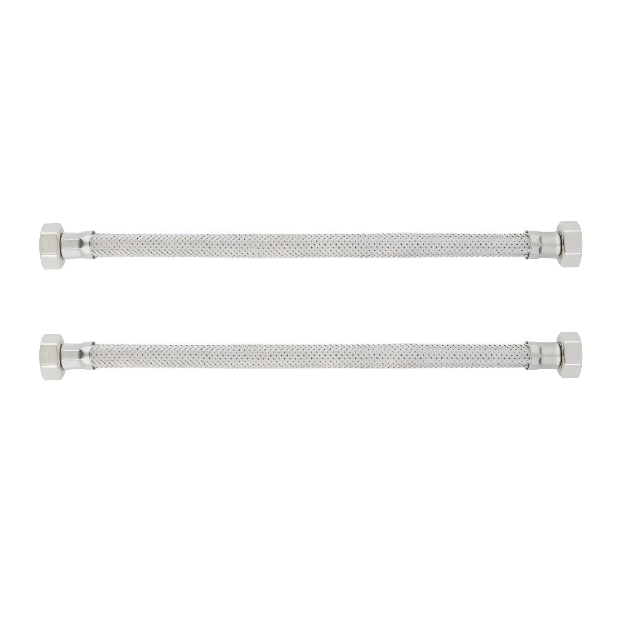 Set 2 Tubi Flessibili Idraulici 3/8" F x 3/8" F | Tubo Trecciato Acciaio Inox | Lunghezza 20 cm | Diametro DN 10 | Doppia Calotta | Anti-ruggine e Corrosione | Installazione Rapida