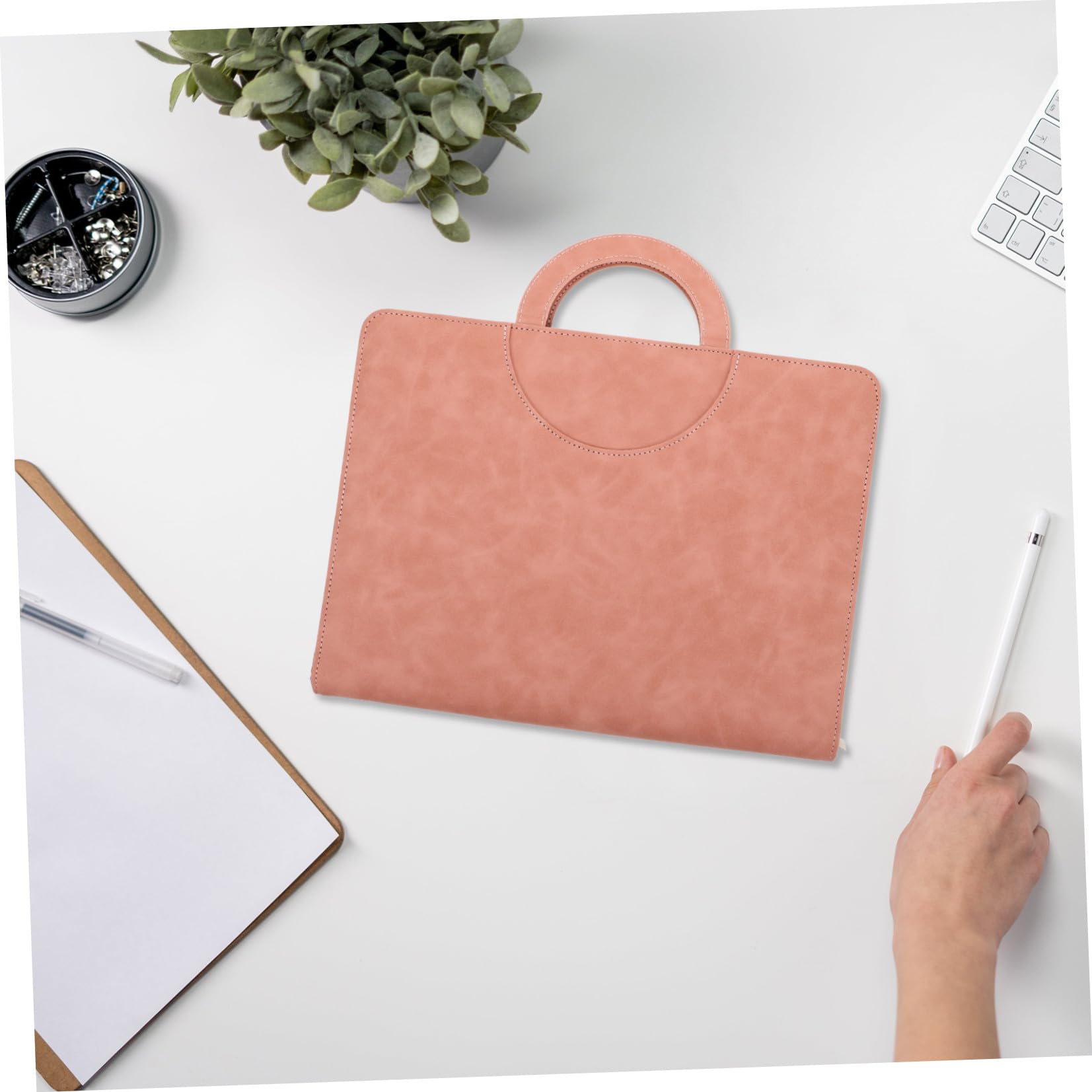 Ipetboom Organizzatore di Documenti A4 in Pu Rosa con Chiusura a Cerniera Sicura, Borsa Multifunzionale per Documenti Importanti per Utilizzo Quotidiano e Trasferimenti